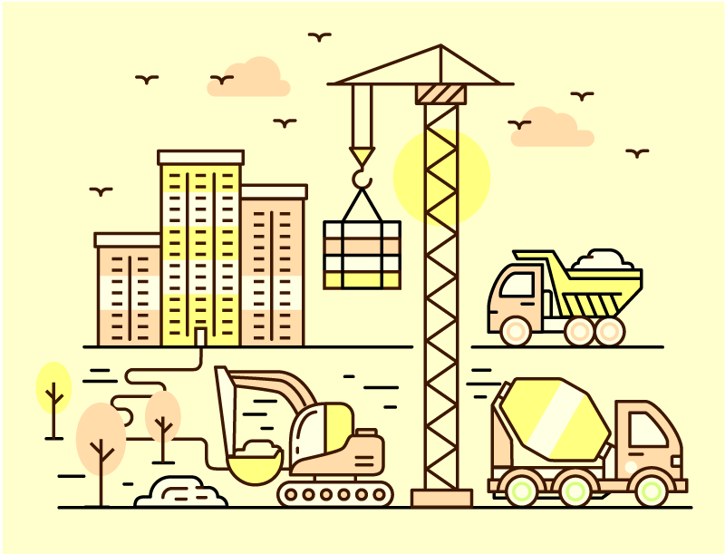 Tappeto vinile per bambini costruzione urbana - TenStickers