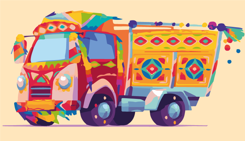 Tappeto vinile per bambini illustrazione colorata del camion - TenStickers