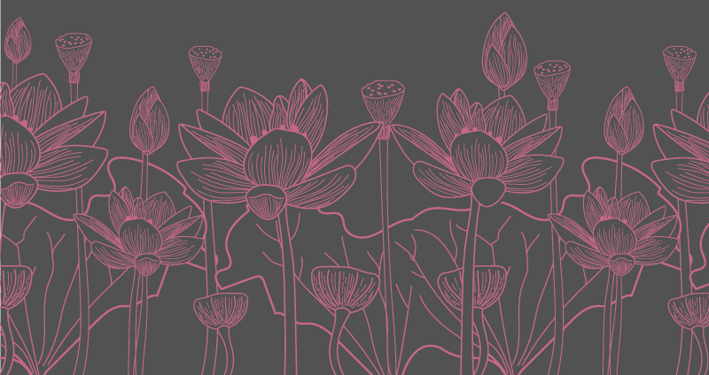 Tappeto vinile fiori schizzo di contorno floreale - TenStickers