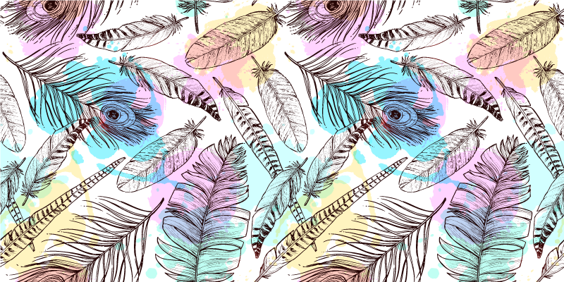 Tappeto vinile fiori motivo di piume - TenStickers