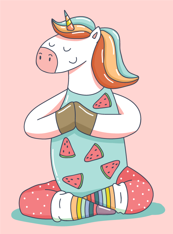 Tappeto vinile per bambini unicorno meditante - TenStickers