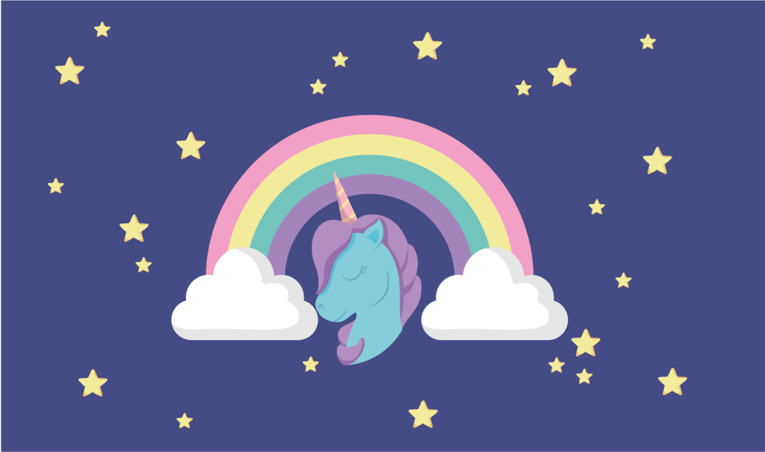 Tappeto vinile per bambini grafica arcobaleno unicorno - TenStickers