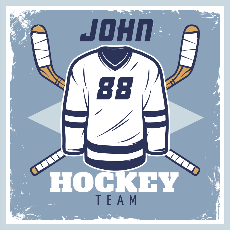 Tappeto vinile con nome emblema di hockey personalizzato - TenStickers