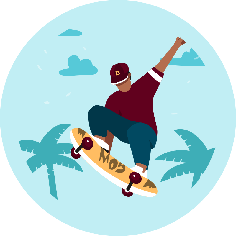 Tappeto vinile per ragazzi illustrazione di skateboard - TenStickers
