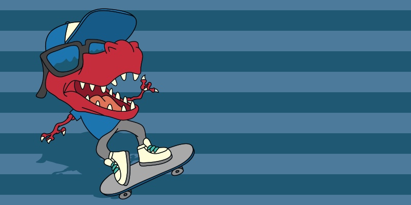 Tappeto vinile per bambini dinosauro sullo skateboard - TenStickers