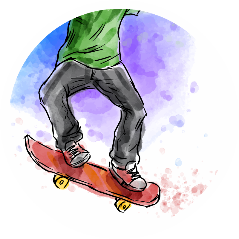 Tappeto vinile per bambini illustrazione dello skateboard - TenStickers