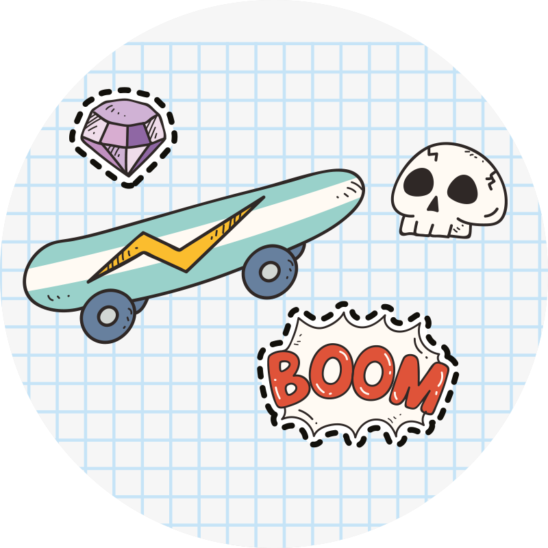 Tappeto vinile per bambini illustrazione fumetto skateboard - TenStickers