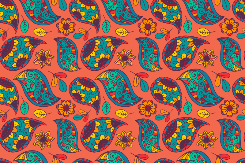 Tappeto vinile fiori motivo floreale paisley - TenStickers