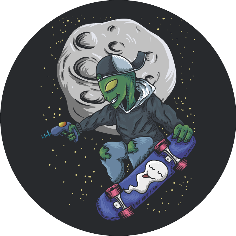 Tappeto vinile per bambini alieno sullo skateboard - TenStickers