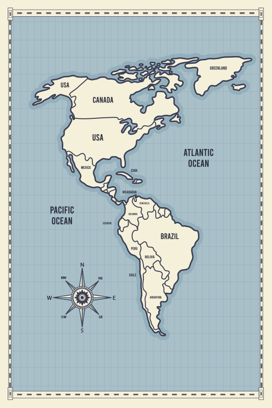 Tappeto vinile mappamondo mappa delle americhe - TenStickers