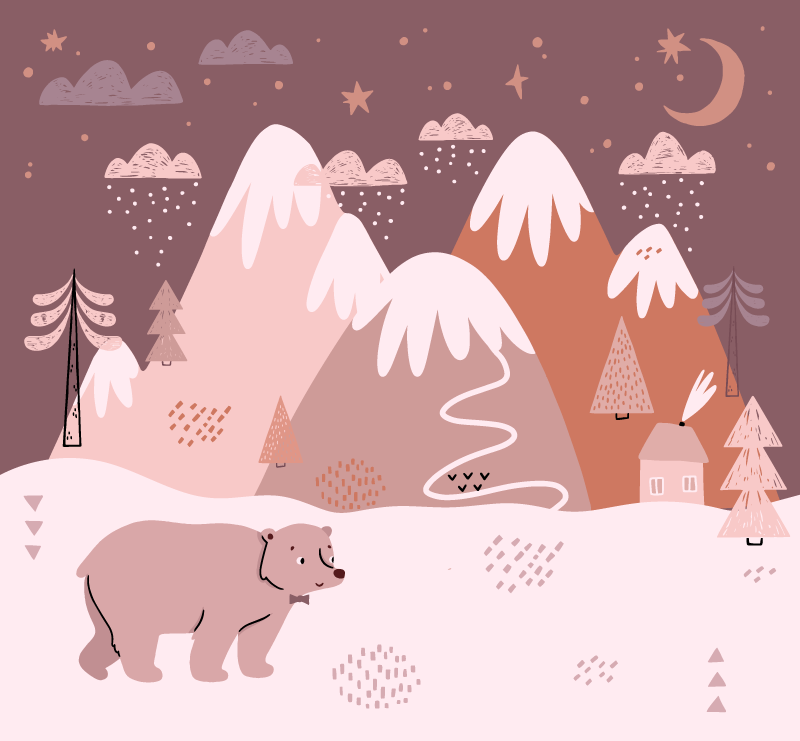 Tappeto vinile per bambini comfort del paesaggio invernale - TenStickers