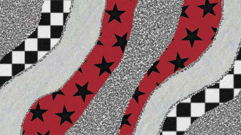 Tappeti vinile motivi onde rosse stellate - TenStickers