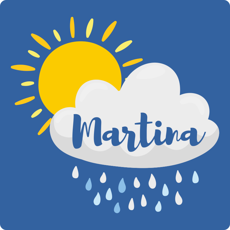 Tappeto vinile per bambini nuvola piovosa con nome - TenStickers