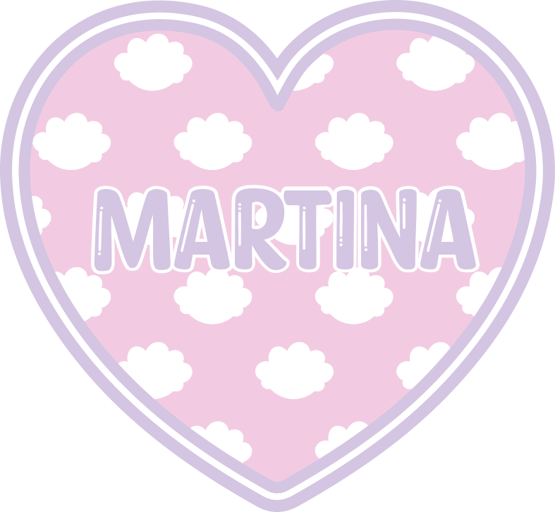 Tappeto vinile con nome a forma di cuore con nuvole - TenStickers