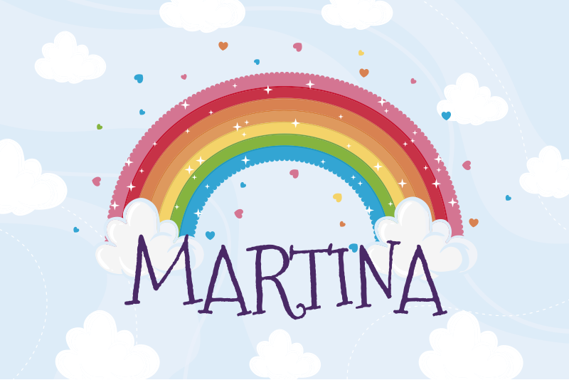 Tappeto vinile per bambini nome personalizzato arcobaleno - TenStickers