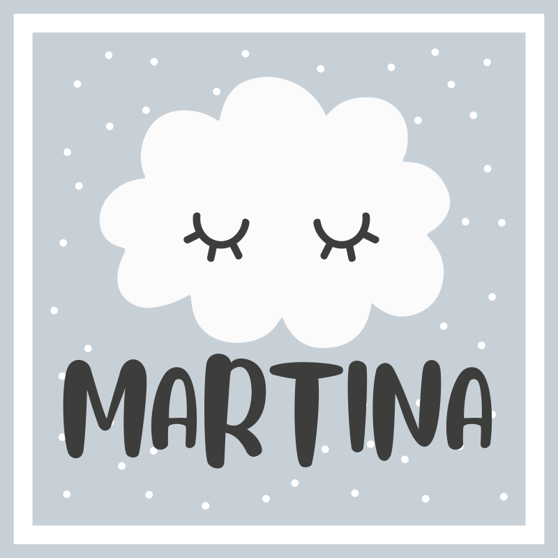 Tappeto vinile bebé nuvola grigia con nome - TenStickers