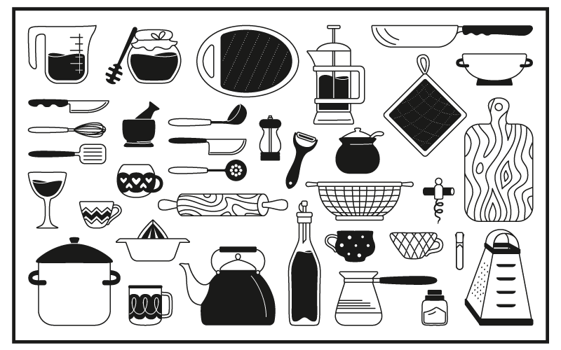 Tappeto pvc cucina collezione di icone culinarie - TenStickers
