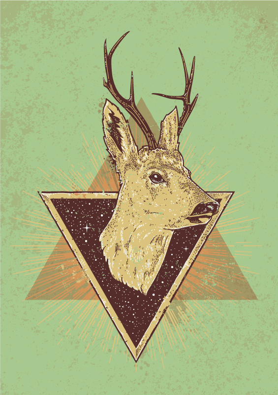 Tappeto vinile animali testa di cervo stilizzata - TenStickers