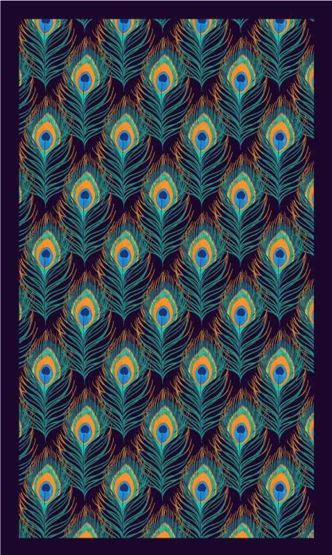 Tappeto vinile camera da letto motivo a piuma di pavone - TenStickers