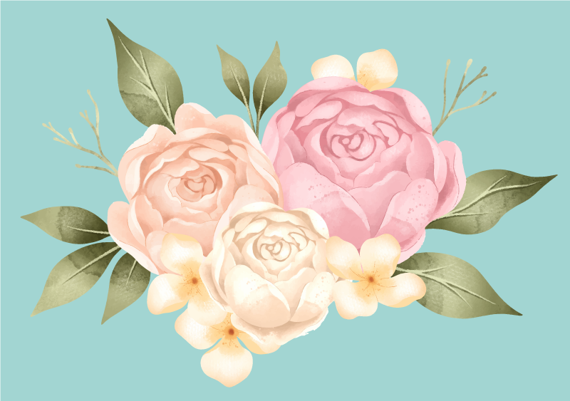 Tappeto vinile fiori composizione botanica - TenStickers