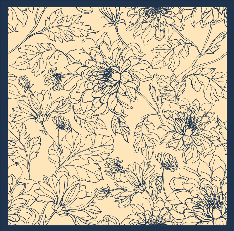 Tappeto in vinile soggiorno elegante contorno floreale - TenStickers