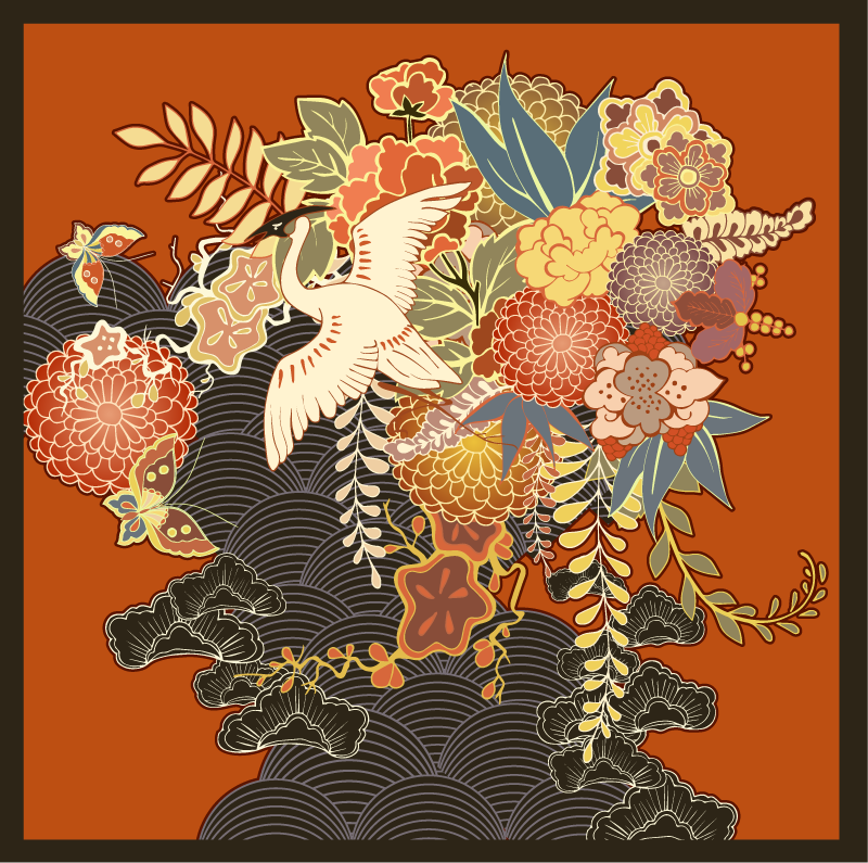 Tappeto vinile fiori elaborato elemento botanico - TenStickers