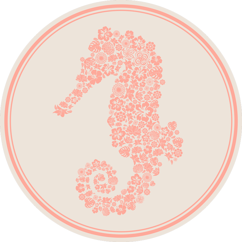 Tappeto vinile fiori disegno floreale di cavalluccio marino - TenStickers