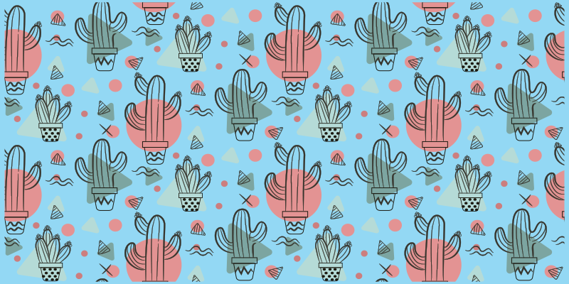 Tappeto pvc cucina motivo cactus blu - TenStickers