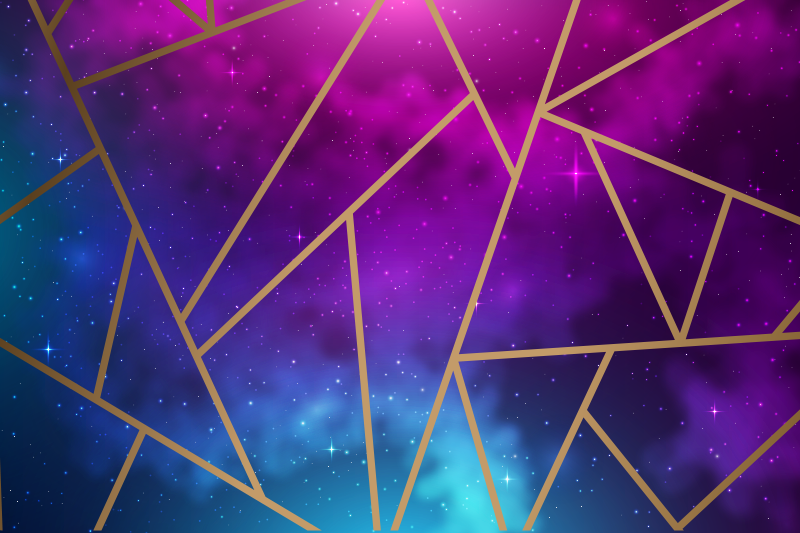 Tappeto vinile geometrico motivo cosmico blu e viola - TenStickers