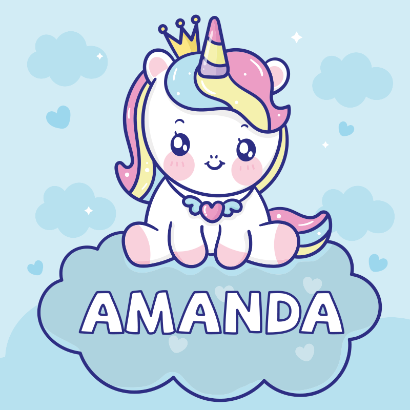 Tappeto vinile per bambini unicorno personalizzato - TenStickers