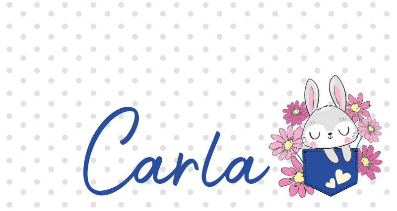 Tappeto vinile per bambini coniglio grigio con nome - TenStickers