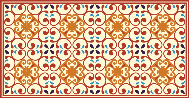 Tappeto vinile mosaico elaborato motivo botanico - TenStickers