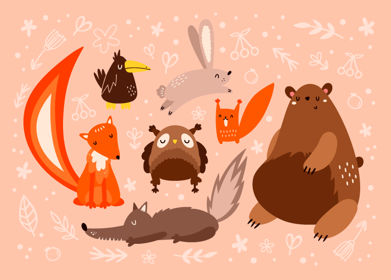 Tappeto vinile bebé adorabili compagni animali - TenStickers