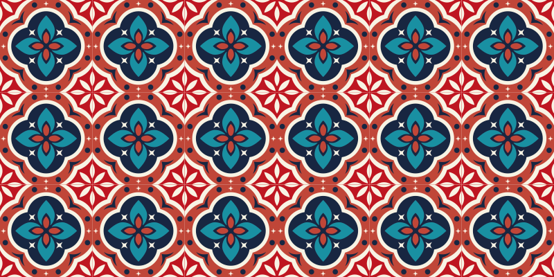 Tappeto vinile mosaico motivazione botanica vibrante - TenStickers