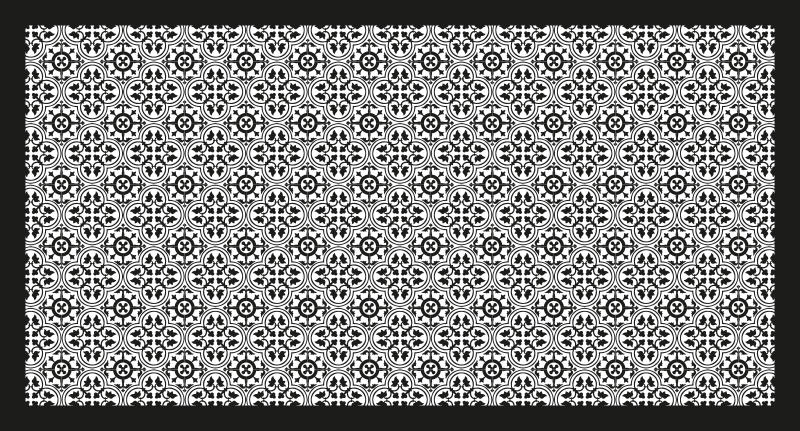 Tappeto vinile piastrelle motivo floreale nero - TenStickers