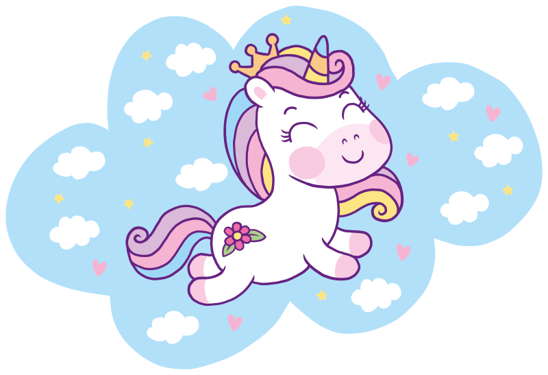 Tappeto vinile per bambini gioco di nuvole di unicorno - TenStickers