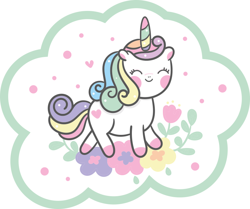 Tappeto vinile per bambini illustrazione di unicorno carino - TenStickers