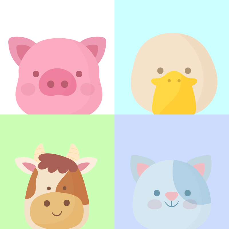 Tappeto vinile per bambini facce di animali carini - TenStickers