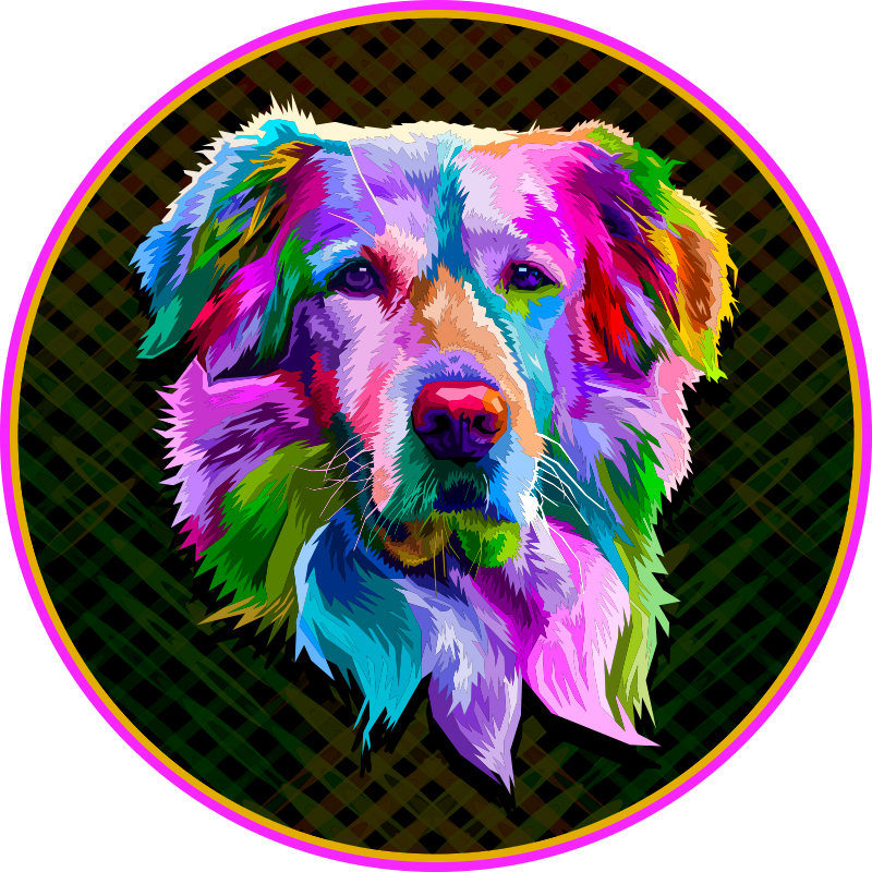 Tappeto vinile animali opera d'arte canina colorata - TenStickers