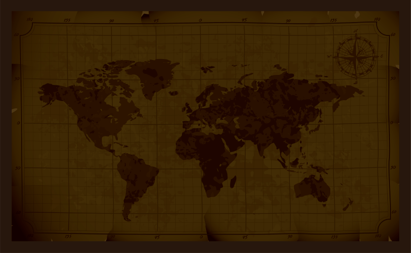 Tappeto vinile mappamondo design marrone antico - TenStickers