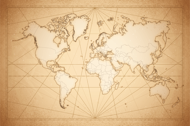 Tappeto vinile mappamondo design beige antico - TenStickers