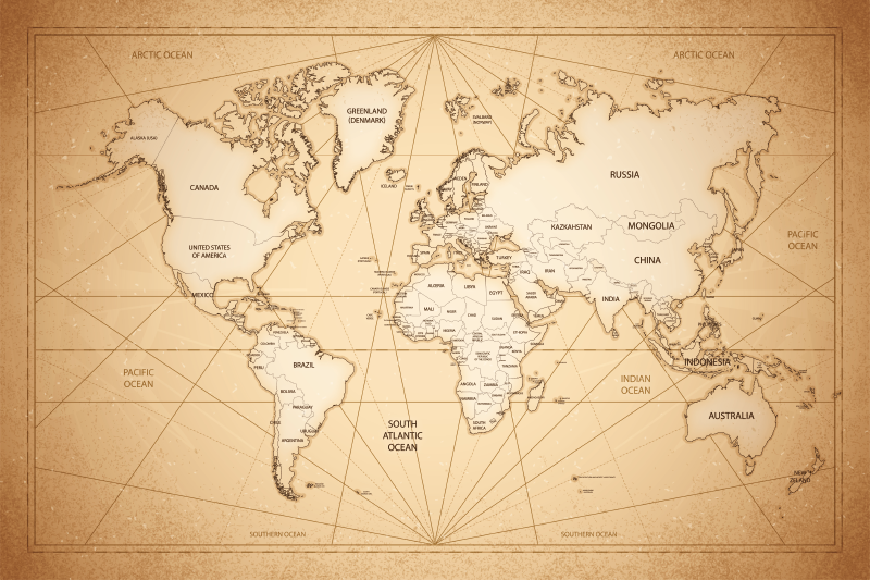 Tappeto vinile camera da letto mappa del mondo artistica - TenStickers