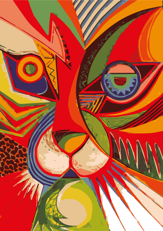 Tappeto vinile animali faccia di gatto colorata - TenStickers