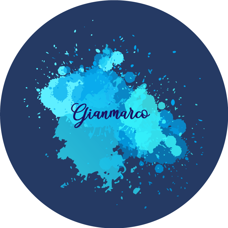 Tappeto vinile per ragazzi spruzzando blu con il nome - TenStickers