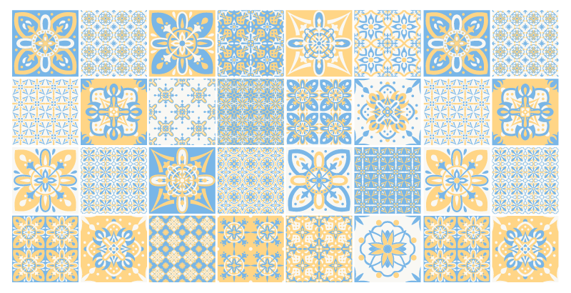 Tappeto pvc cucina piastrelle blu gialle - TenStickers