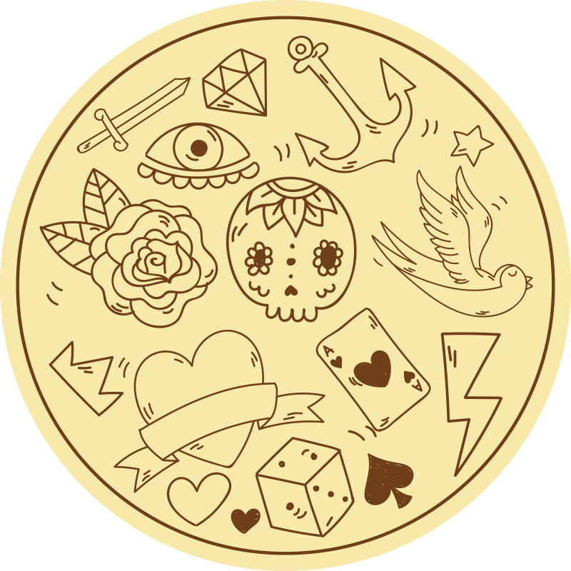 Tappeto vinile per ragazzi simboli del tatuaggio - TenStickers