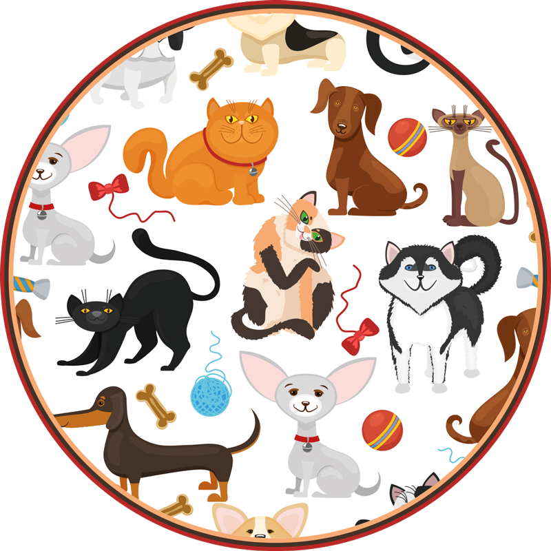 Tappeto vinile per bambini animali domestici giocosi - TenStickers