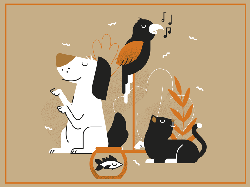 Tappeto vinile animali illustrazione beige di animali - TenStickers