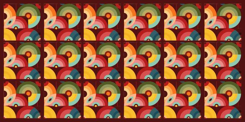 Tappeto vinile vintage forme circolari colorate retrò - TenStickers