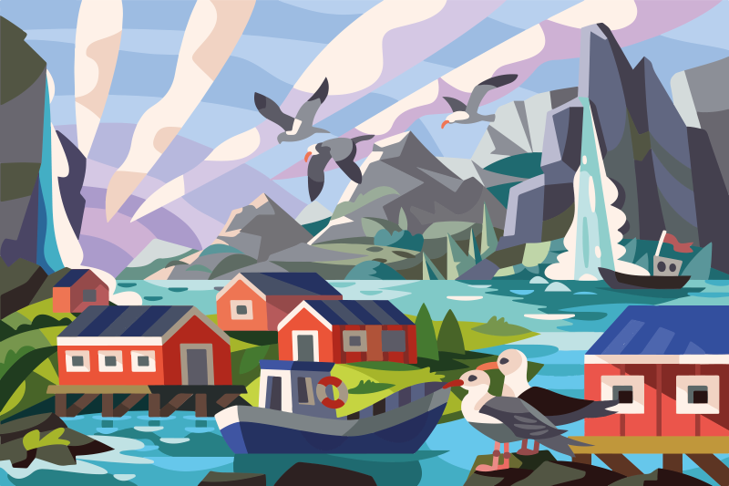 Tappeto vinile natura costa norvegese - TenStickers